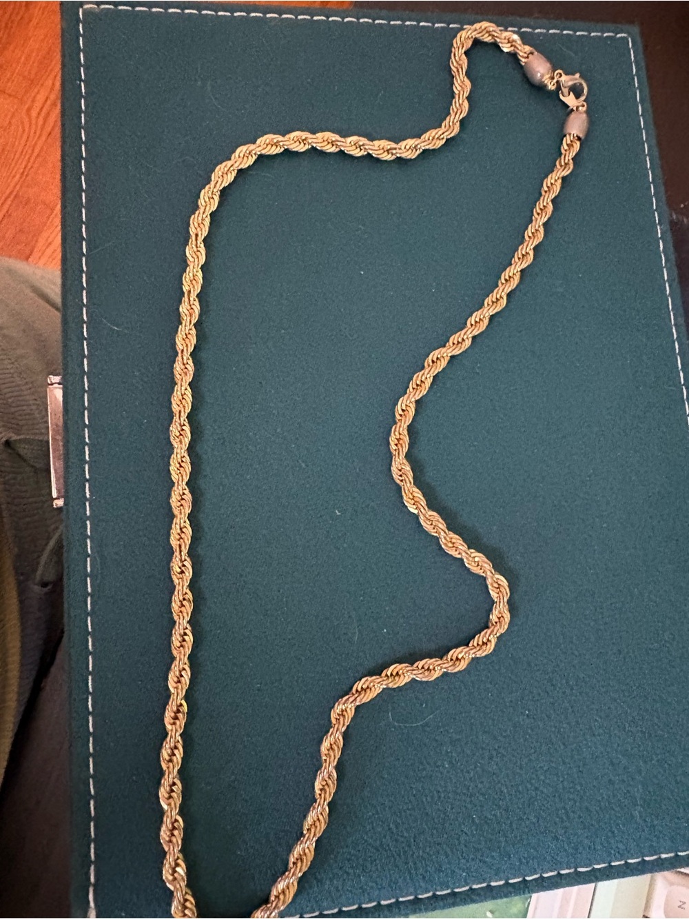 Antique Metal faux gold necklace , approximately 24 inches unclasped